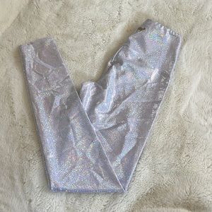 Goldsheep Shimmer Sparkle Leggings, Silver, full length, small, new without tags